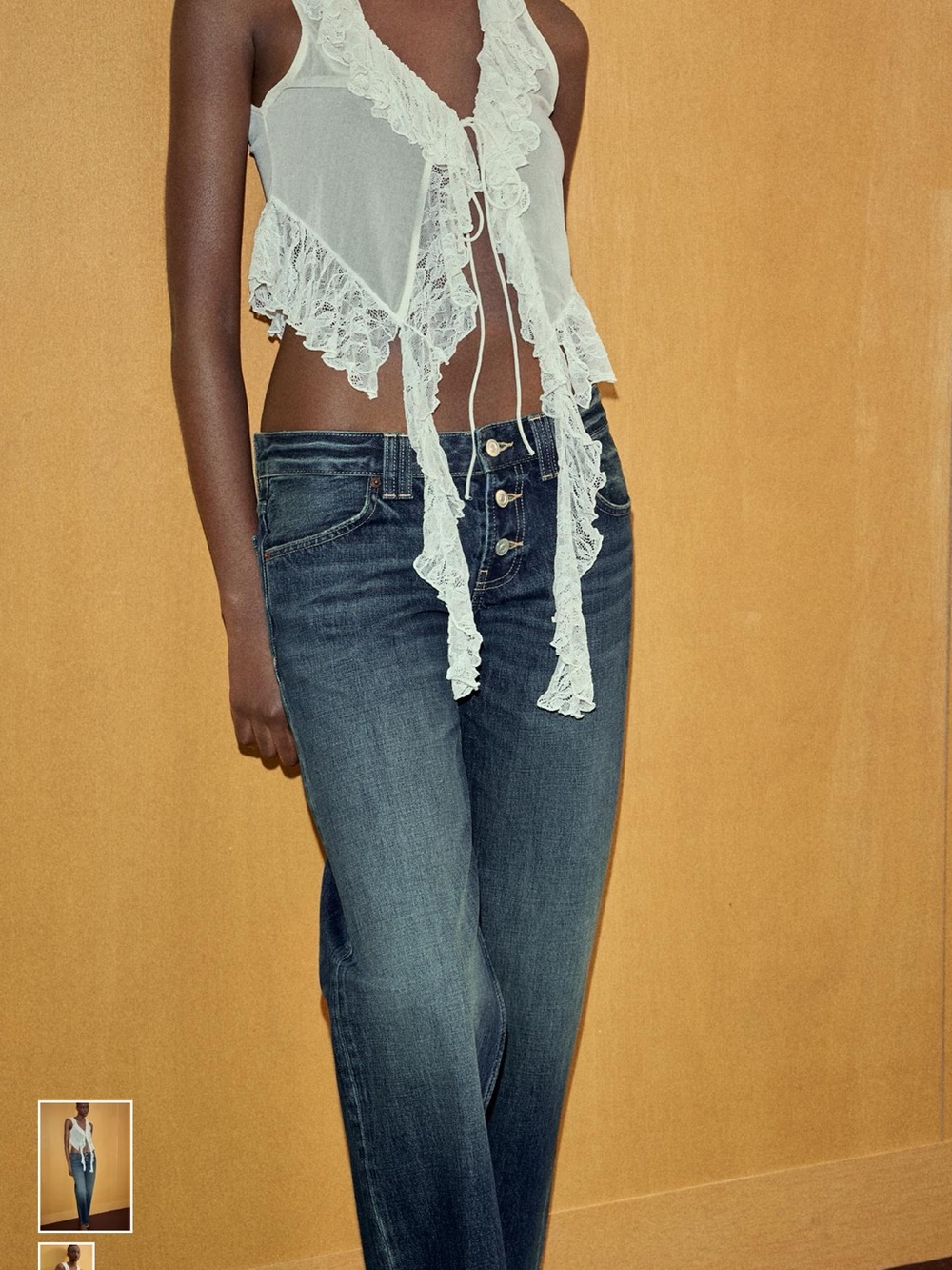 Zara Ivory Lace Tie-Front Sheer Crop Top - Picture 7 of 7